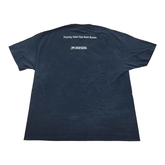 Vintage USPS Priority Mail Flat Rate Box Short Sleeve T-Shirt 2XL Mens Navy Blue - Picture 2 of 6